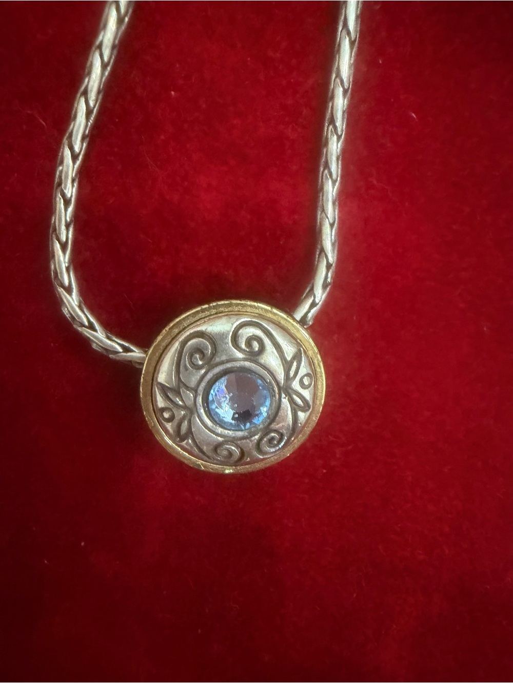 Brighton Two-Tone Pendant Necklace with Blue Crystal